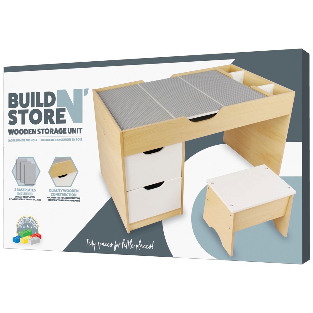 Build 'n Store Aufbewahrungstisch und Hocker aus Holz