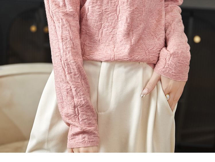 Weelop - Lange mouwen, gebloemde top met geometrische print en effen hals