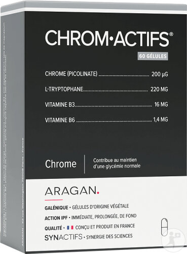 Aragan Synactifs Chromactifs Chrome Métabolisme 60 Gélules