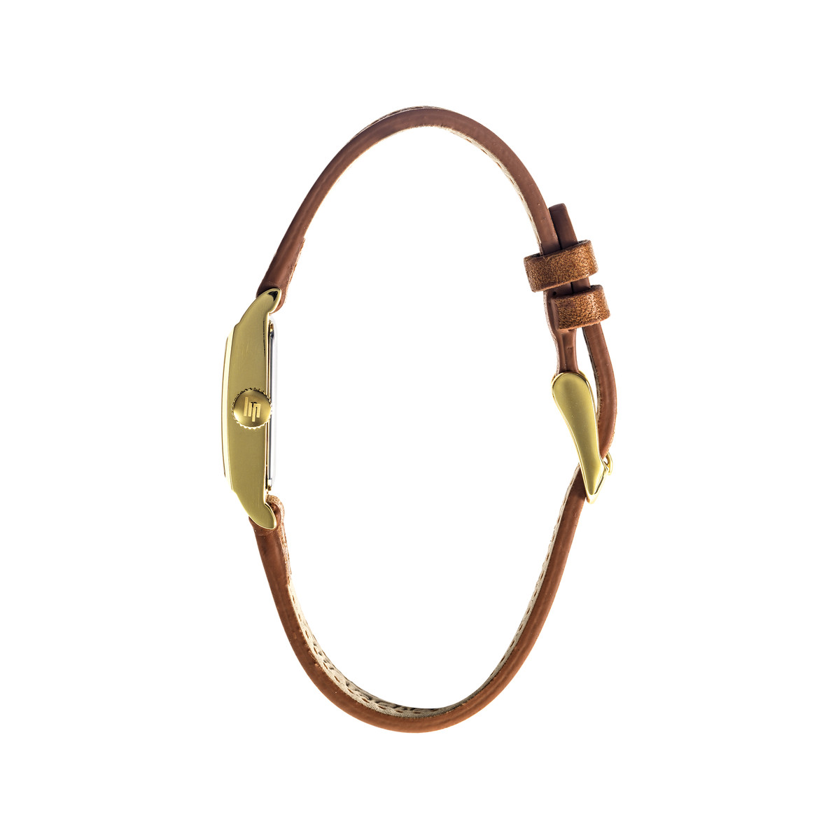 Montre LIP Churchill femme bracelet acier doré cuir marron