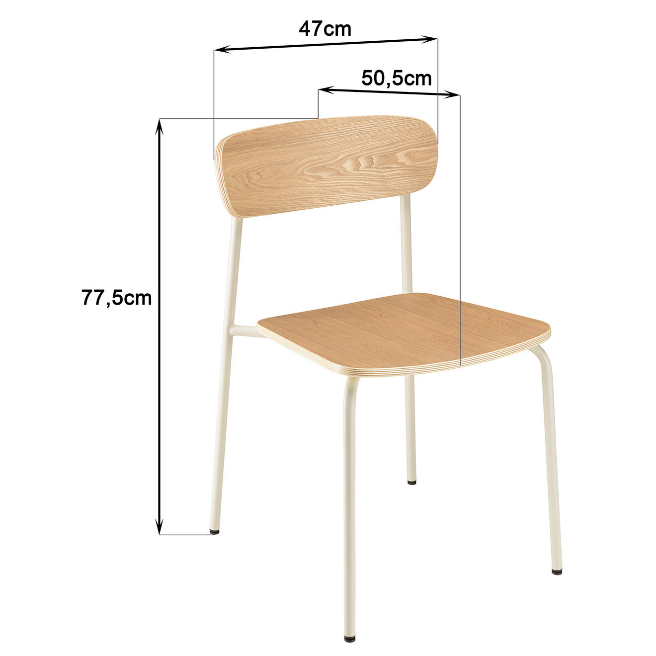 Macabane 2 Chaises d'écolier Tom naturel/blanc - 47x51x78 cm