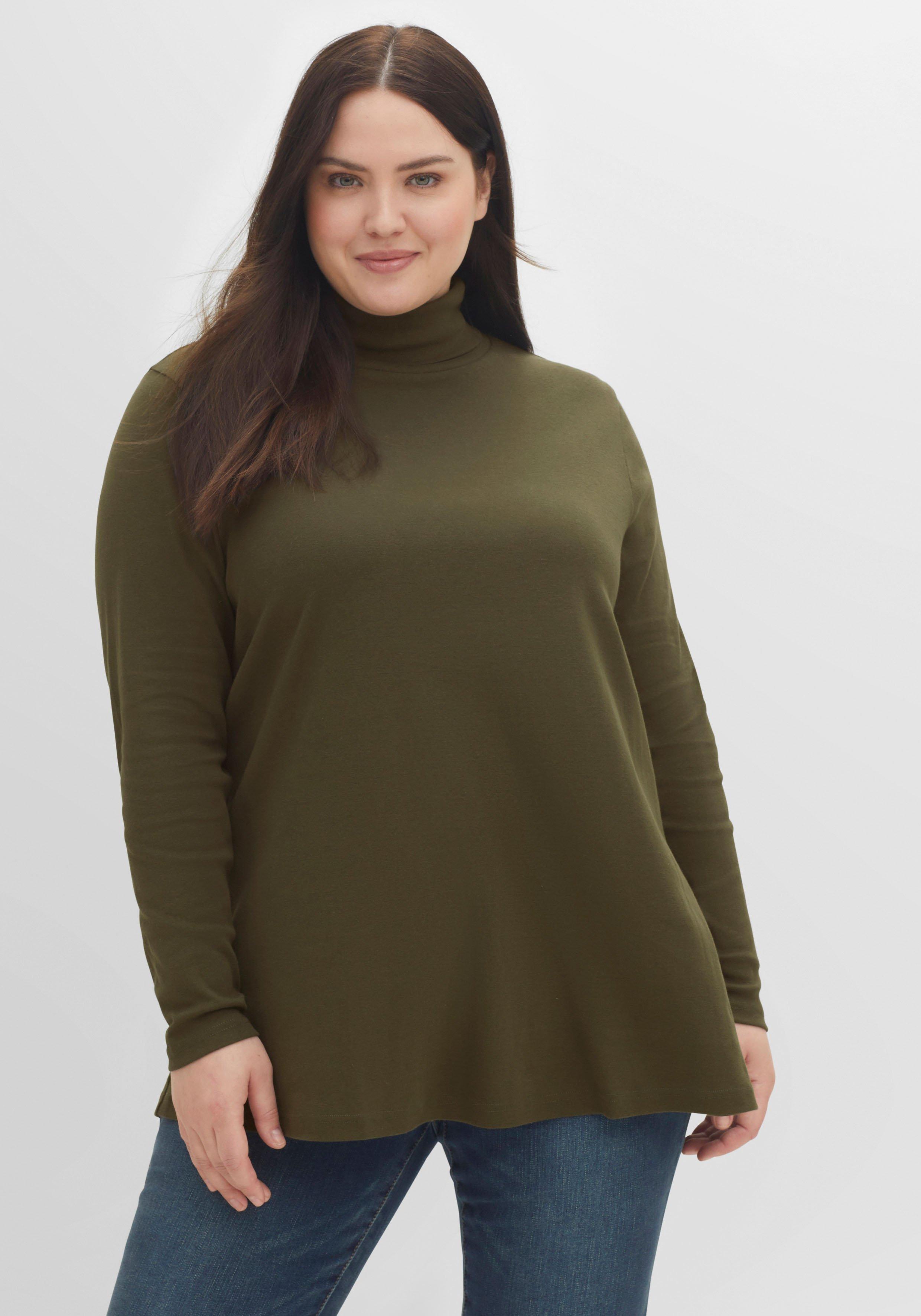 Langarmshirt mit Rollkragen, in A-Linie