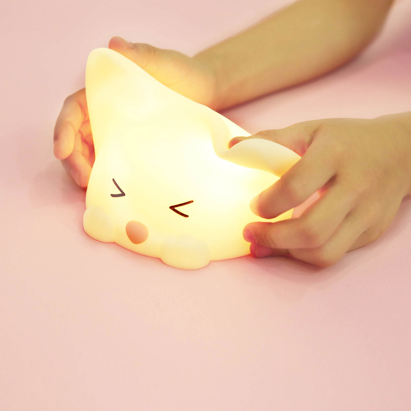 LED-Touch-Nachtlicht - weiß - Katze - dimmbar