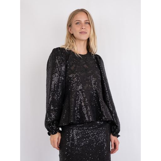 Neo Noir Rizzo Sequins Bluse, Sort, 34
