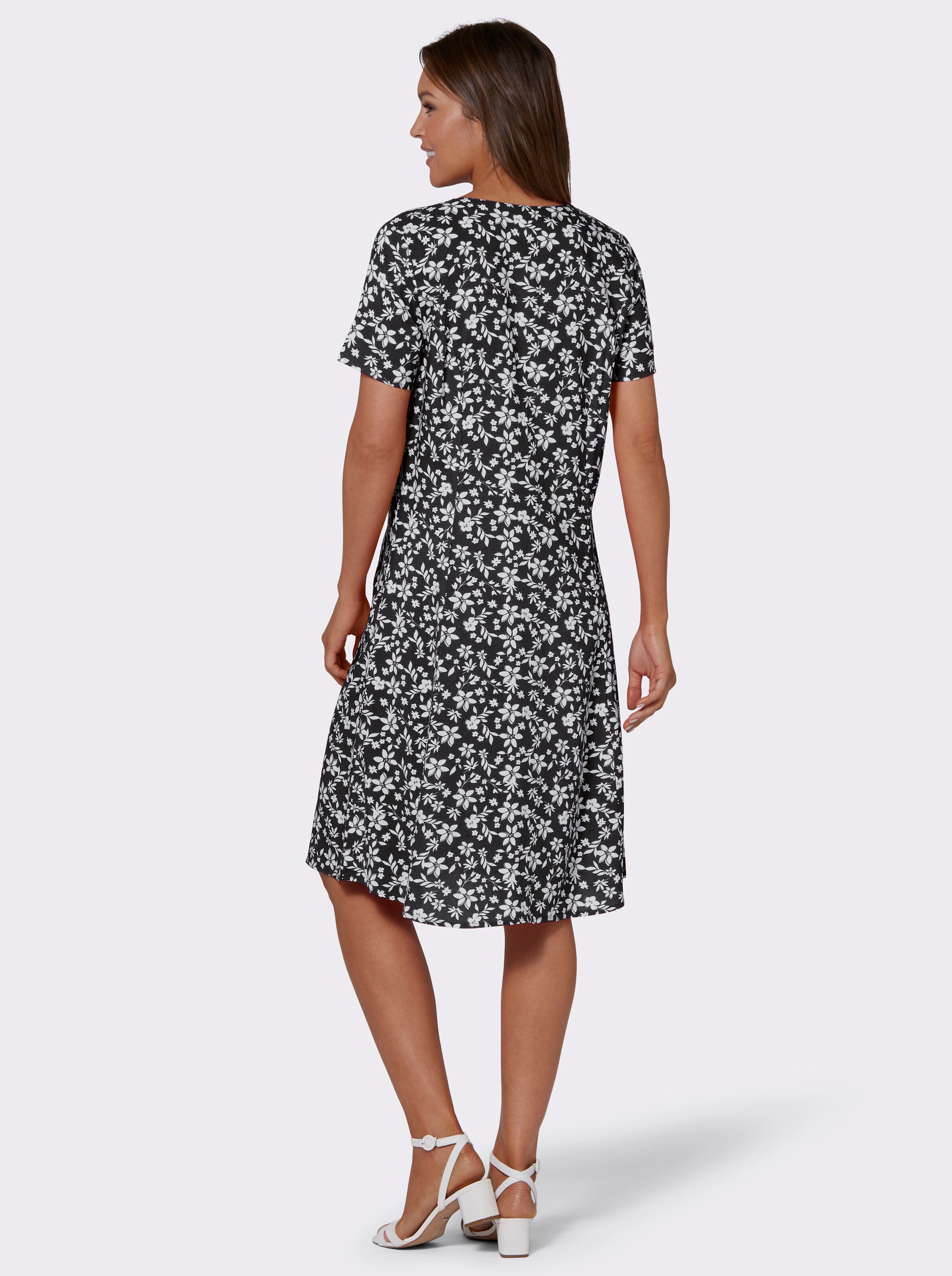 Blumenkleid in A-Linien-Form, reine Viskose