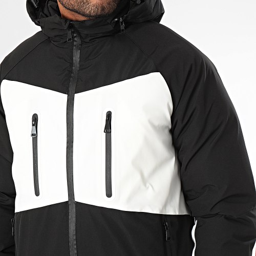 Veste Zippée Capuche Noir Blanc