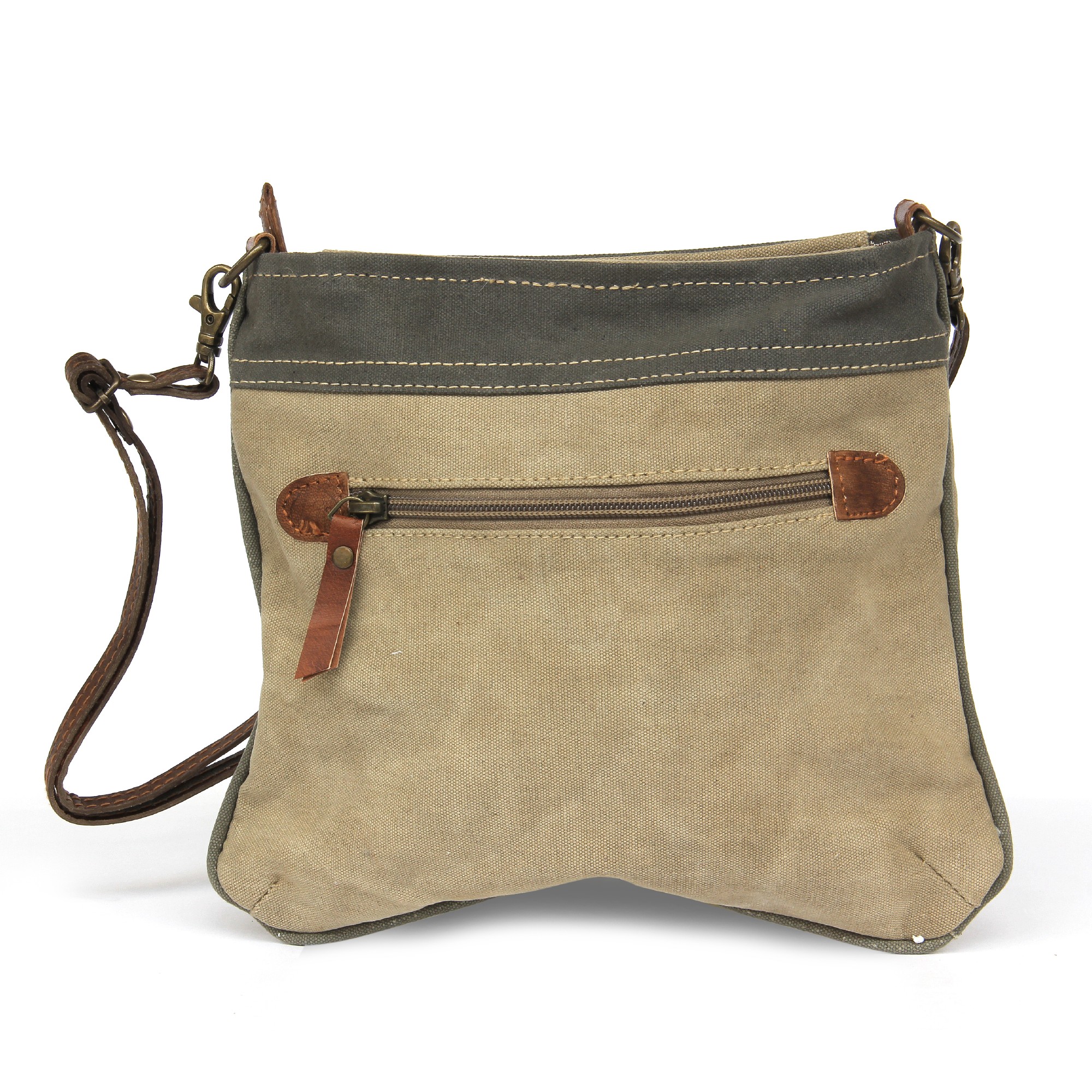 Umhängetasche 'Half and Full', beige, grau, B 23 cm, H 27 cm günstig bestellen