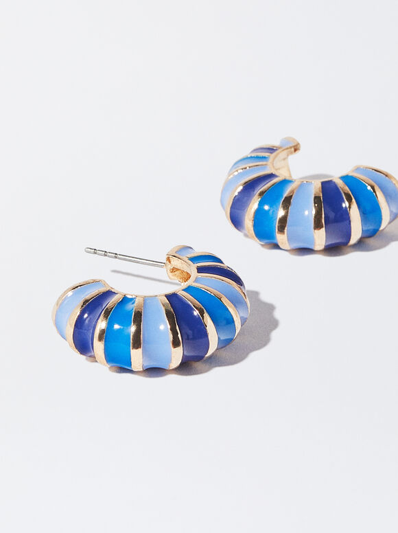 Brincos de argola esmaltados - Azul
