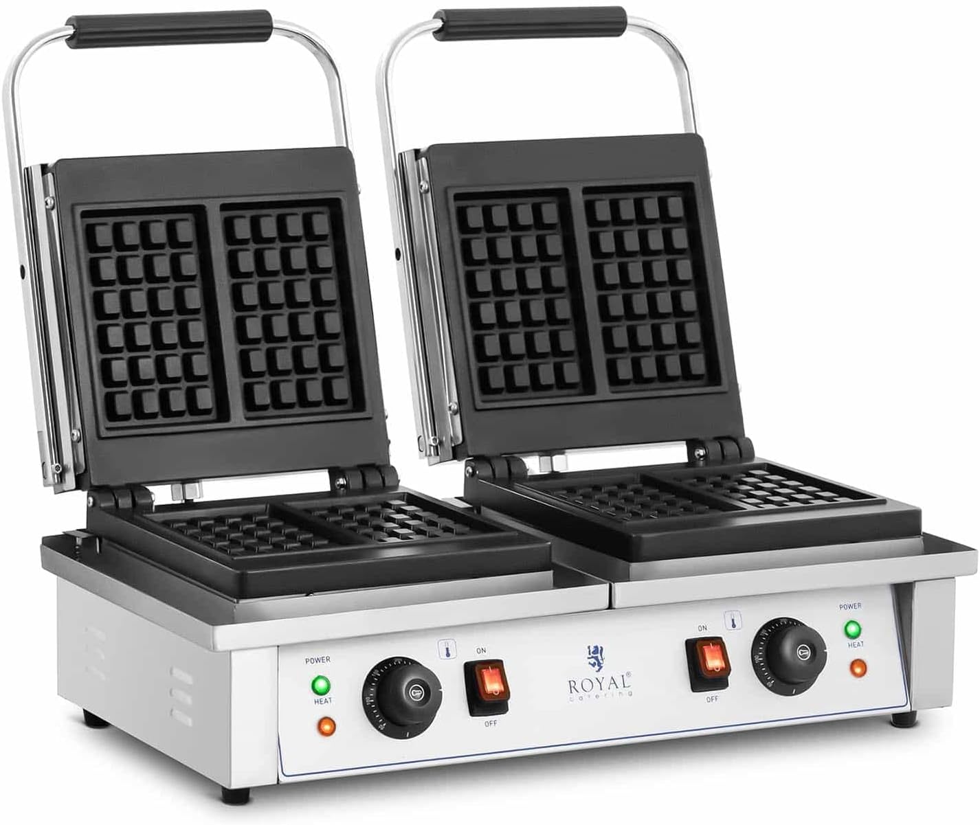 Royal Catering Doppel-Waffeleisen rechteckig 2 x 2.000 W belgisches Waffeleisen für belgische Waffeln