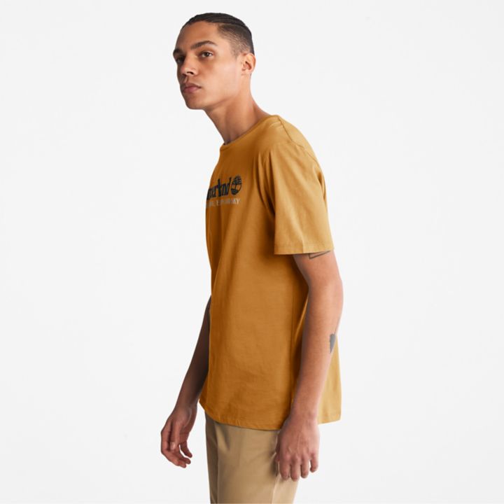 Camiseta masculina Wind, Water, Earth, and Sky na cor amarelo escuro.