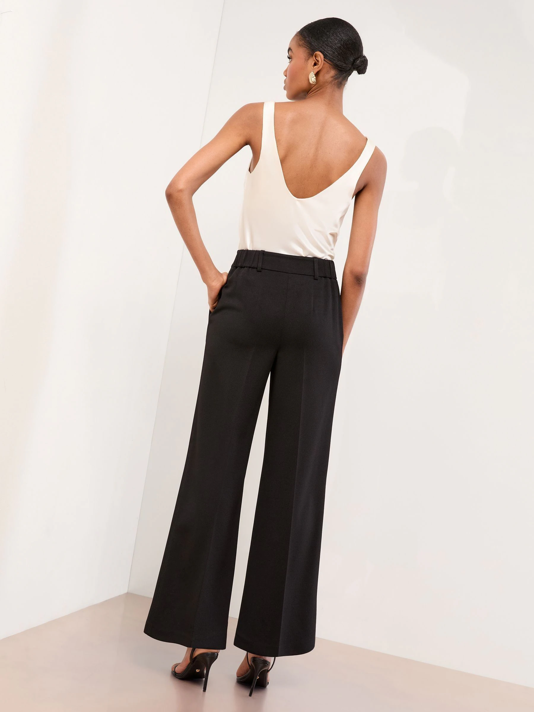 Zwarte keperstof - Lipsy premium broek met wijde pijpen