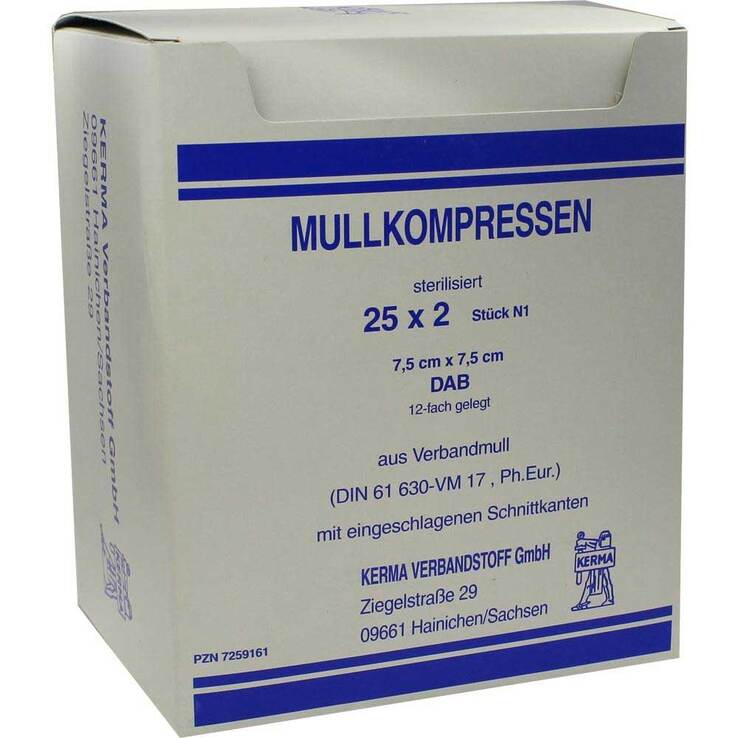 Mullkompressen 7,5x7,5 cm steril 12-fach BW, 25X2 St