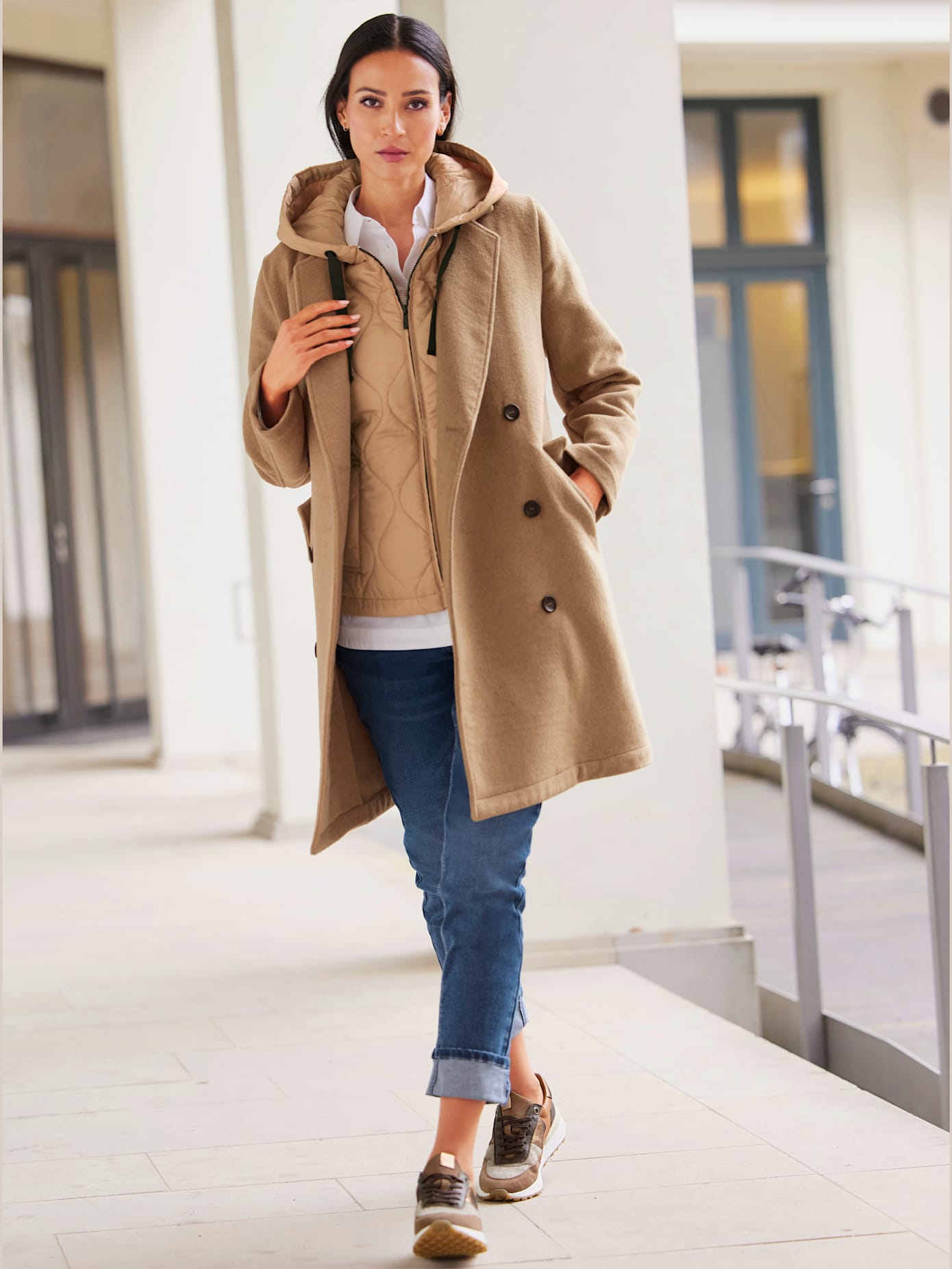 Manteau aspect 2 en 1 avec empiècement gilet
