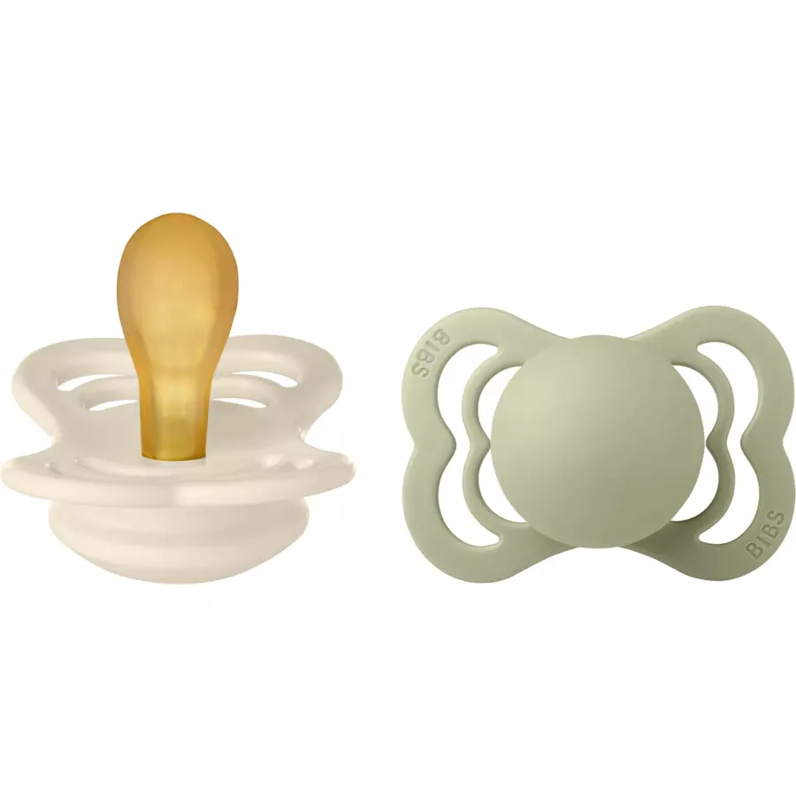 BIBS® Schnuller Supreme Ivory & Sage Latex 0-6 Monate, 2 Stk.