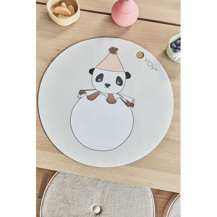 OYOY MINI Panda Pompom Dækkeserviet Råhvid