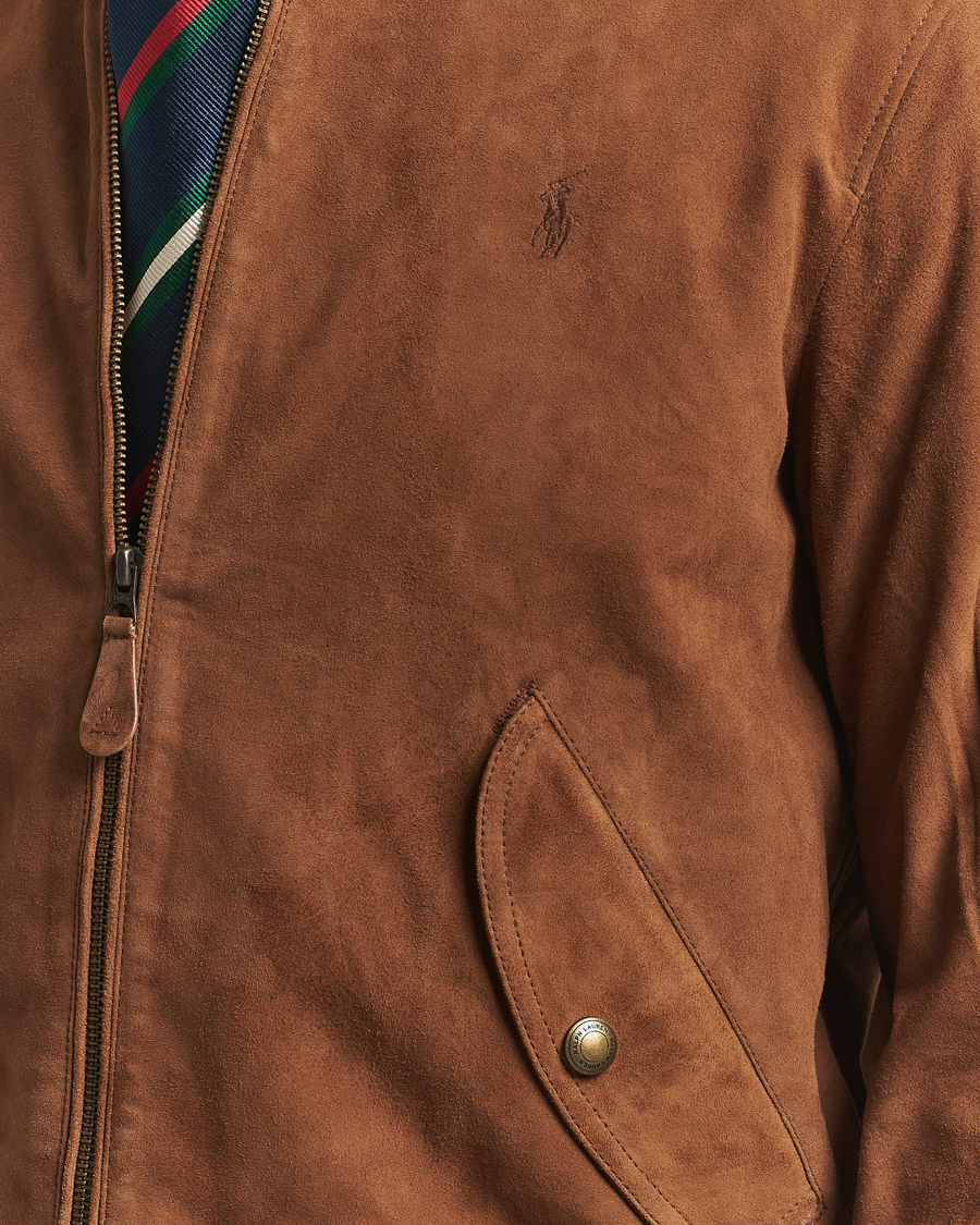 Polo Ralph Lauren Flight Suede Bomber Jacket Country Brown