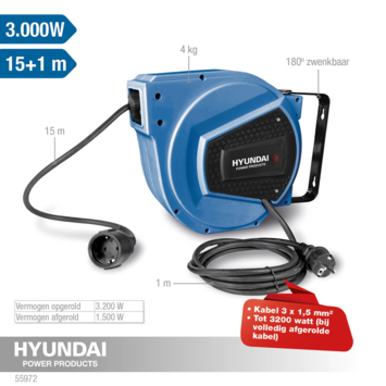 Hyundai stroomhaspel 15m