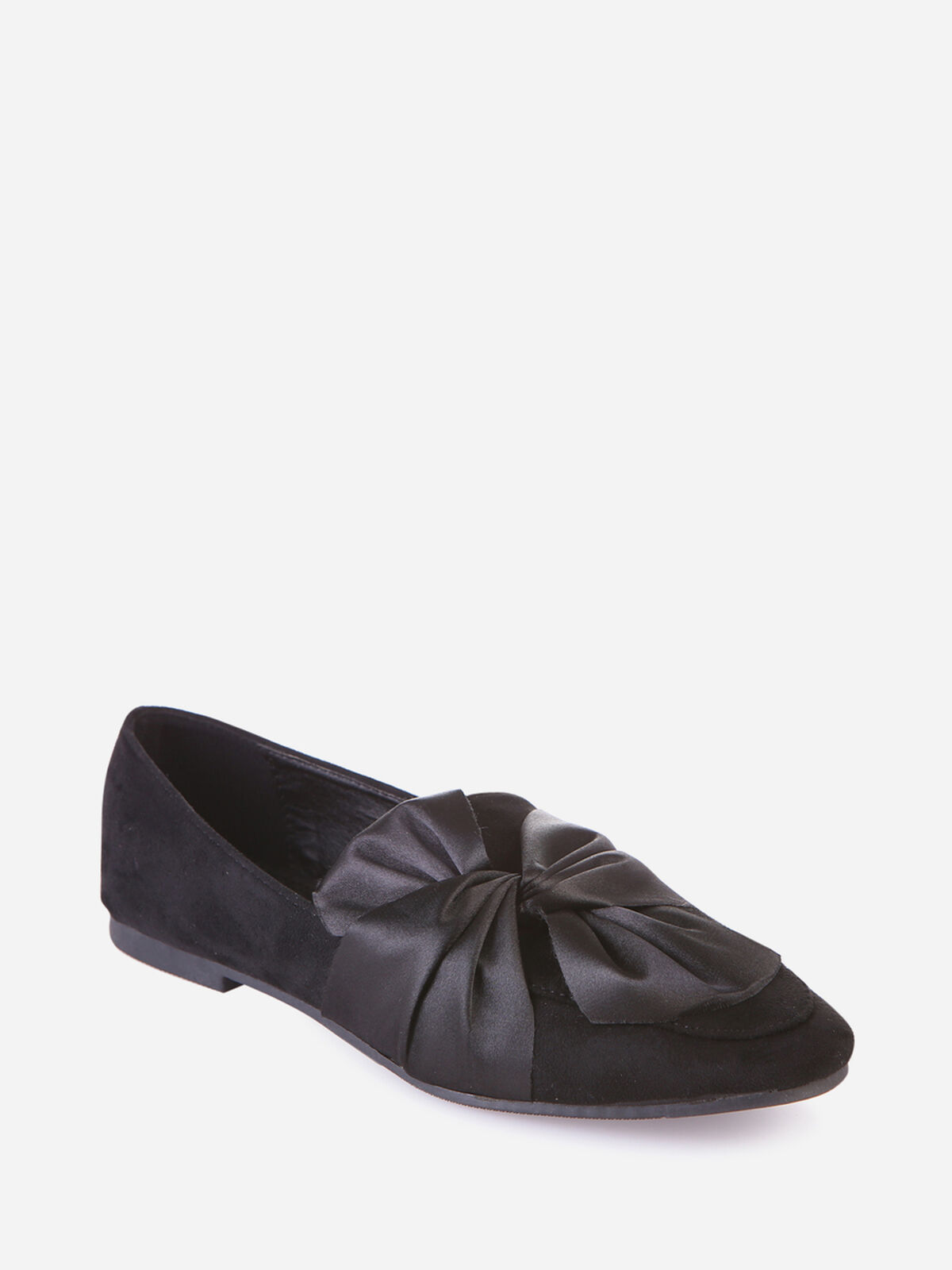 Slippers à noeud satiné- Noir
