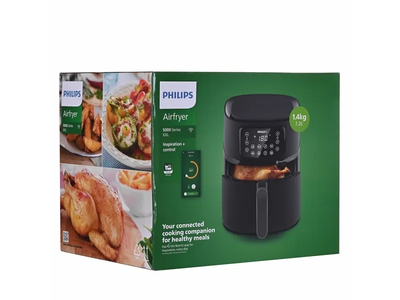 Philips Series 5000 Connected HD9285 XXL - Varmluftsrister - 7.2 liter - 2 kW - mørk sølv/sort