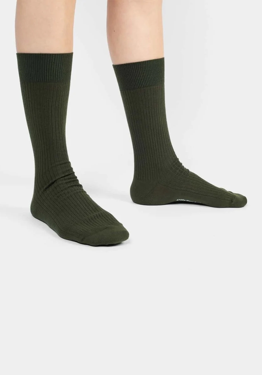 DillySocks Socken Ribbed Olive Green