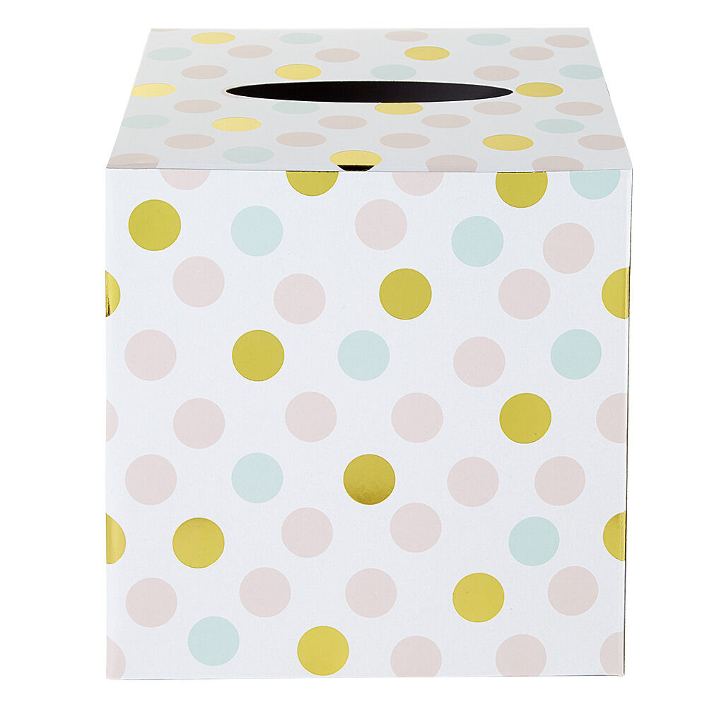 Urne d'anniversaire à poids de couleur rose, vert et doré en carton