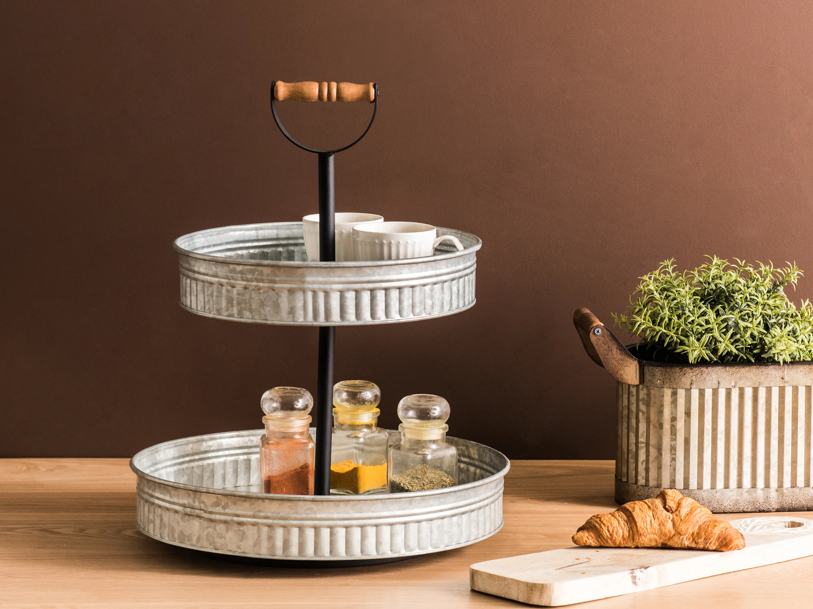Taartstandaard met 2 etages KOUIGN Zilver