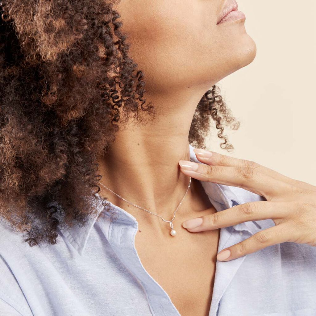 Collier Or Blanc Proximae Perle De Culture Oxydes De Zirconium