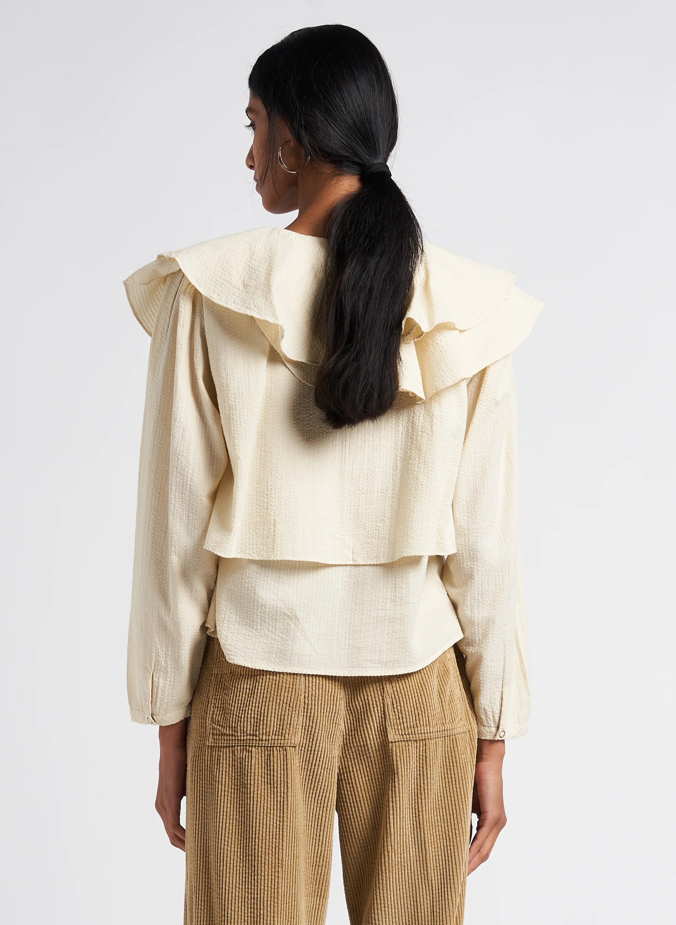 PARIS - Chemise ample col rond en coton | Blanc