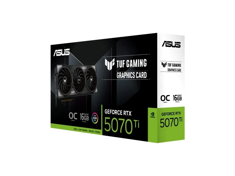 ASUS TUF Gaming GeForce RTX 5070 Ti 16GB - OC Edition - grafikkort - GeForce RTX 5070 Ti - 16 GB GDDR7 - PCI Express 5.0 - 3 x DisplayPort, HDMI - grå