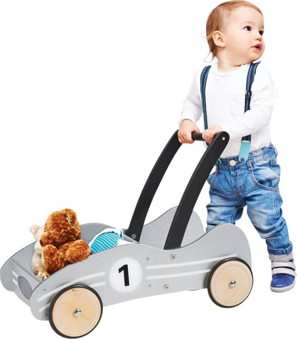 Lauflernwagen Kimi silber aus Holz