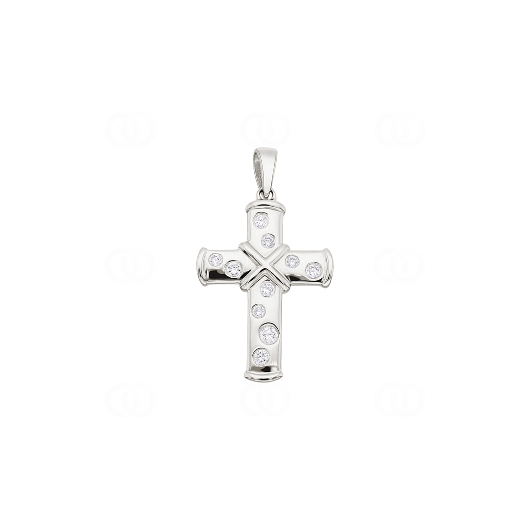 Anhänger 750/18 K Weissgold Kreuz mit Zirkonia