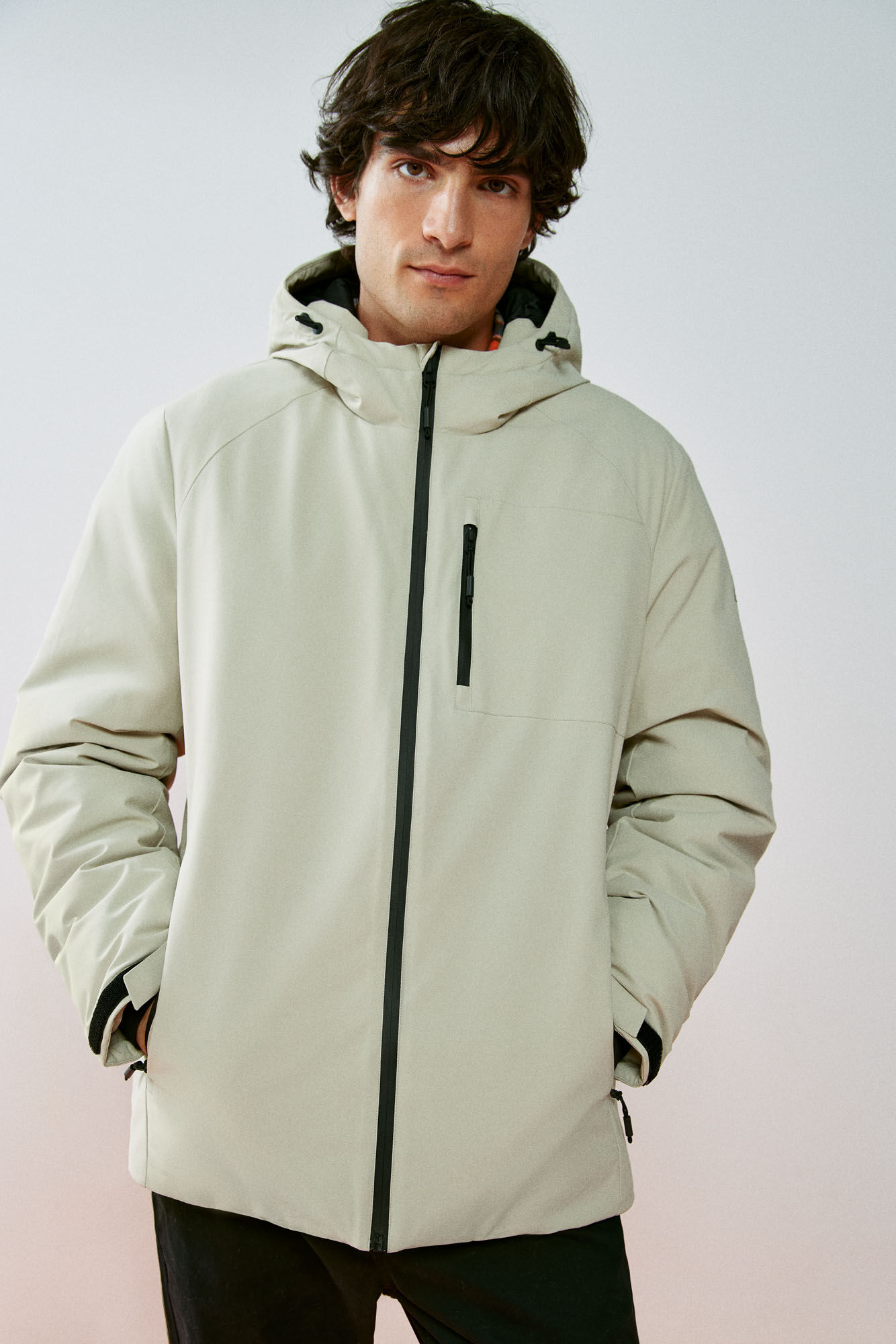 Parka técnica curta acolchoada para meninas