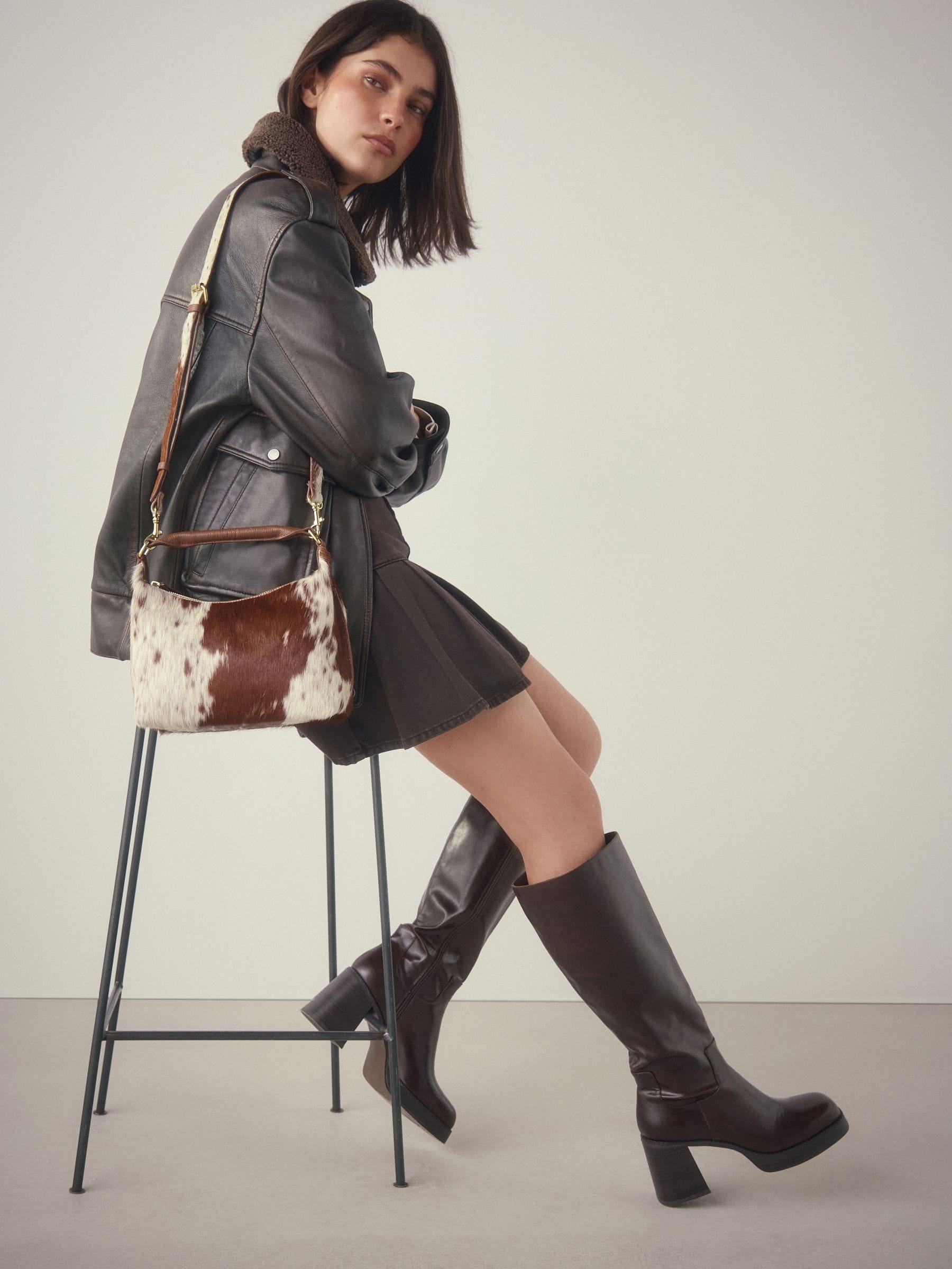 Animal - Leather Scooped Hand Held Bag