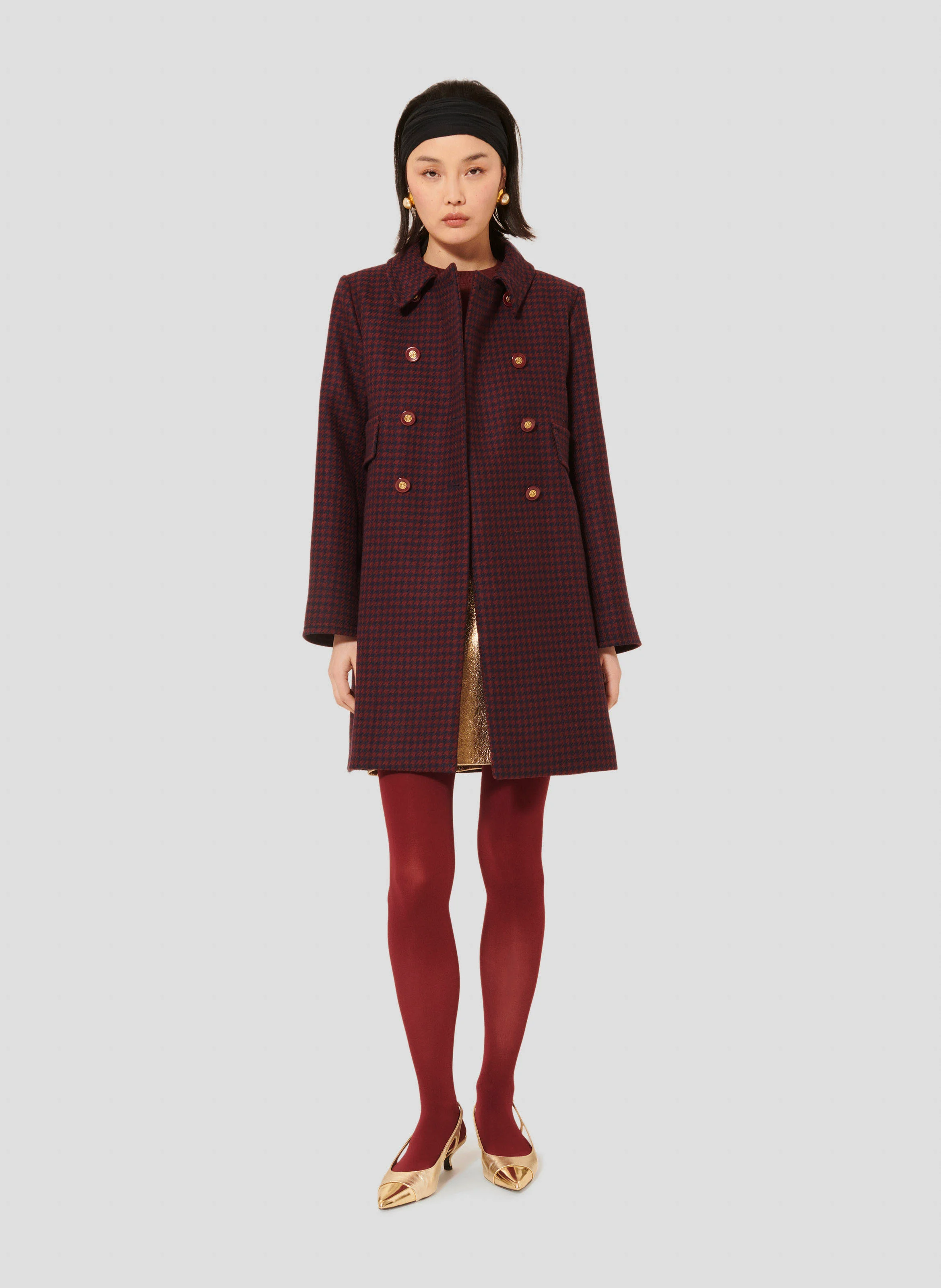 MARCEAU - Manteau droit en laine mélangée | Rouge