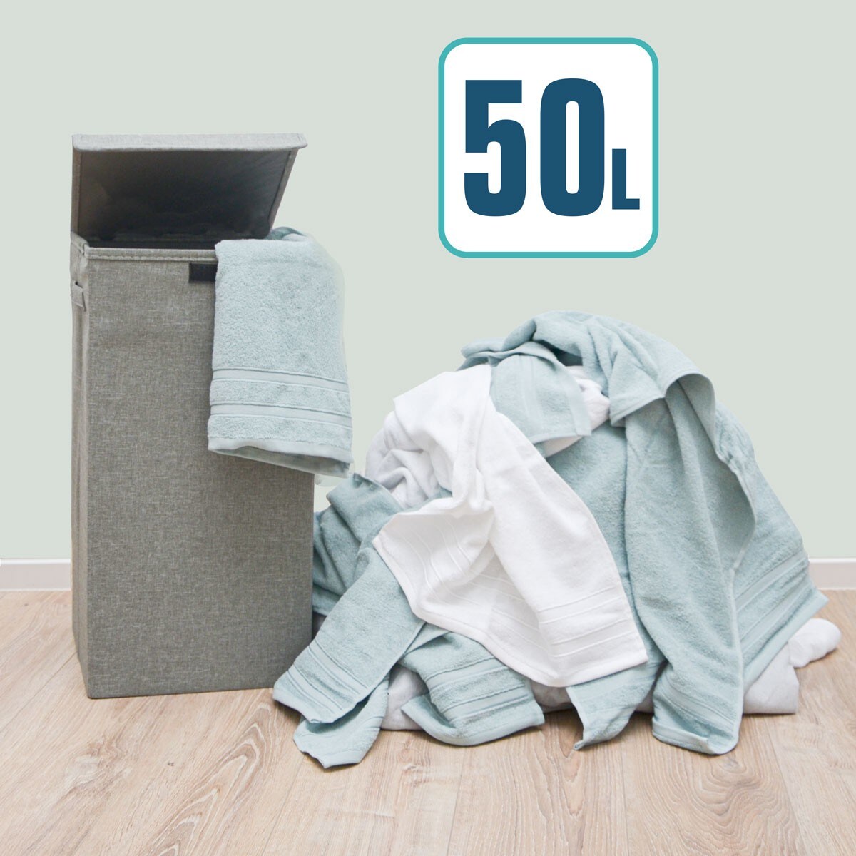 3er Set 50L Wäschekorb mit Deckel 30x30x60 - XXL Wäschesammler Wäschebox Faltbar