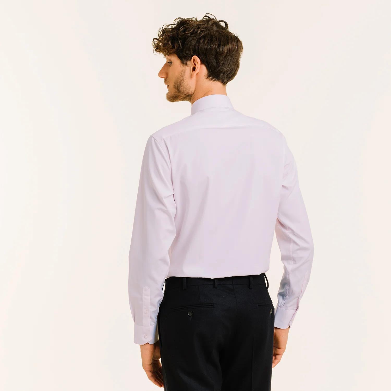 Pale pink double-twisted poplin shirt