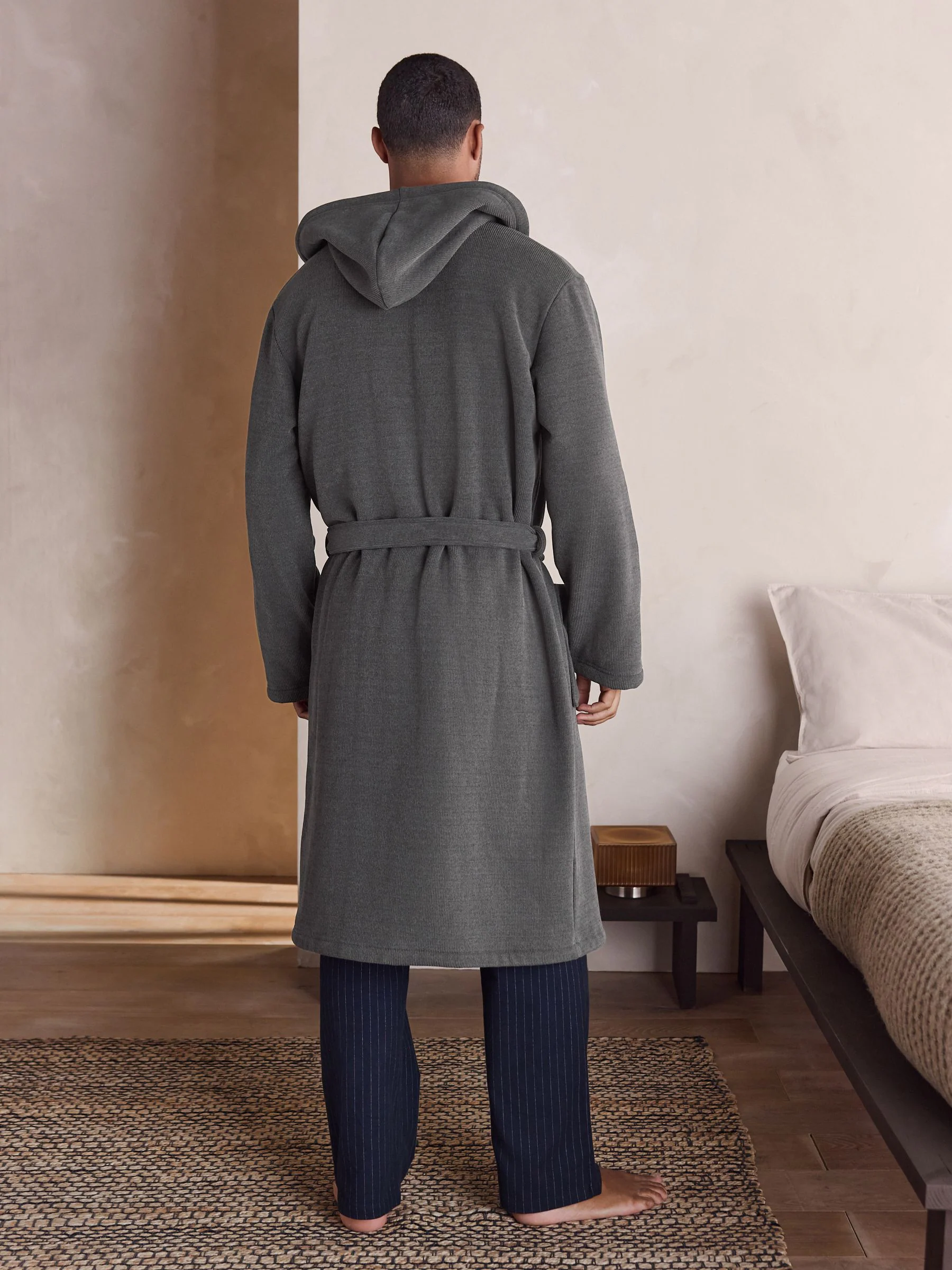 Leisteen grijs - Corded Textured Dressing Gown