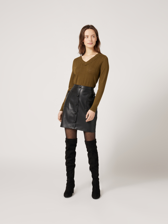 Jupe taille haute en simili cuir
