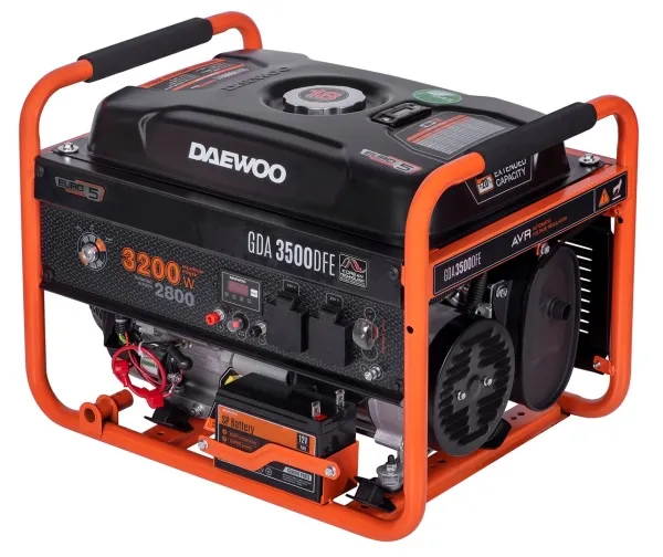 Daewoo GDA 3500DFE, 2800 W, 230 V, 18 L, Benzin, Vejledning, 50 Hz