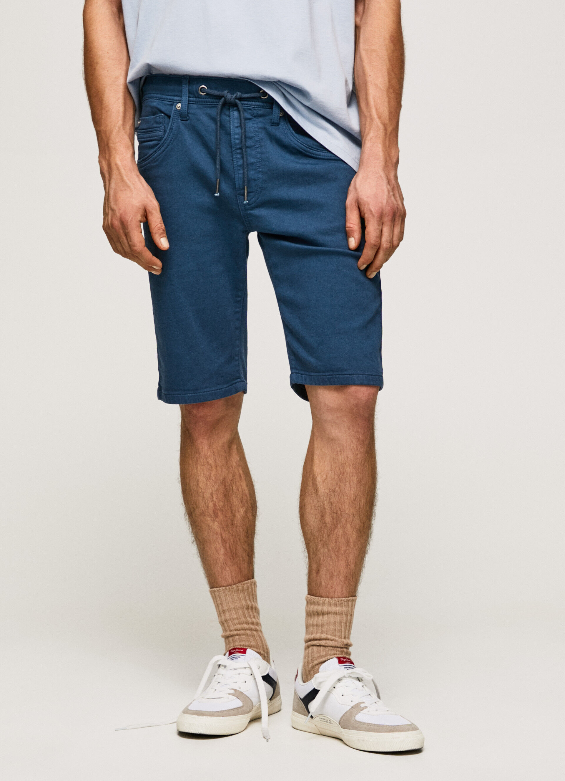 Bermuda de algodão com 5 bolsos - Azul Jarman