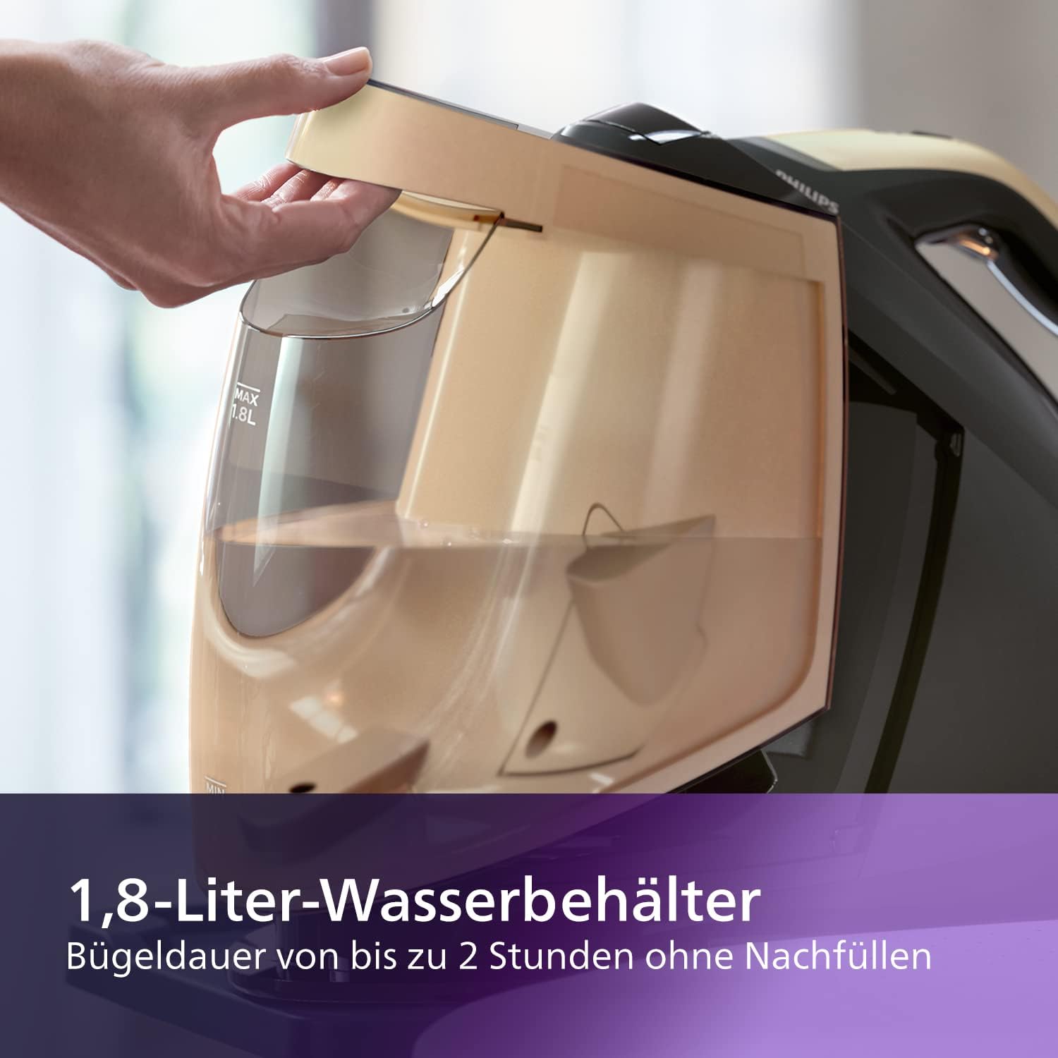 Philips PerfectCare Series 8000 Dampfbügelstation – 2700 W, Dampfstoß 700 g, Druck 8,5 bar, OptimalTEMP-Technologie, 1,8-Liter-Wasserbehälter, schwarz/golden (PSG8140/80)