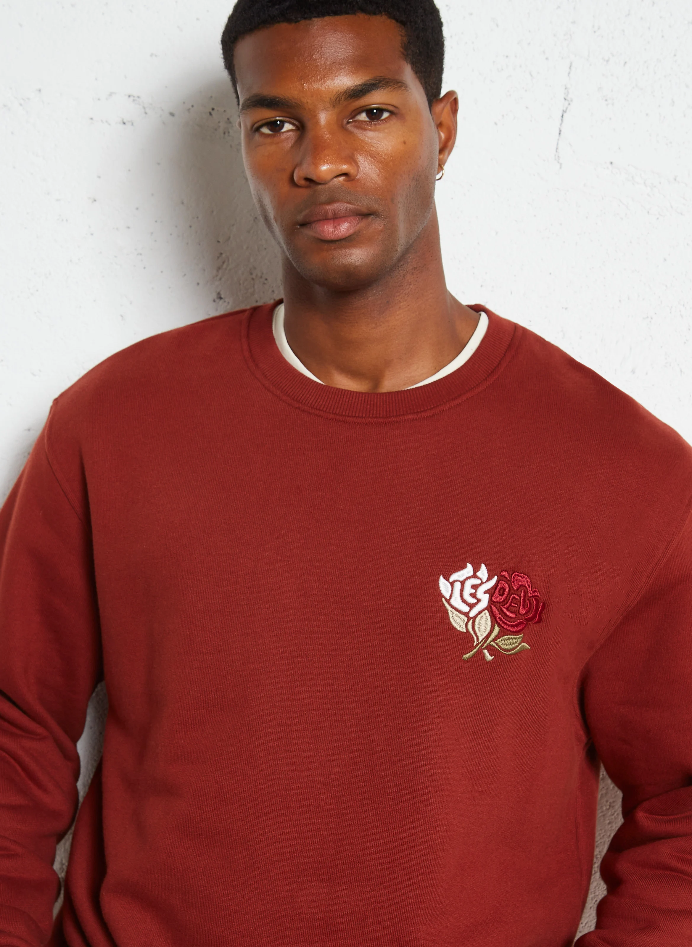 FELIPE - Sweat oversize col rond en coton | Rouge