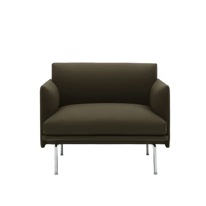 Muuto - Outline Studio Sessel, Aluminium poliert / dunkelgrün (Divina 984) (EU)