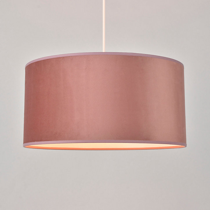 Abat-jour tambour cylindre l.38 x H.19 cm velours rose Corep