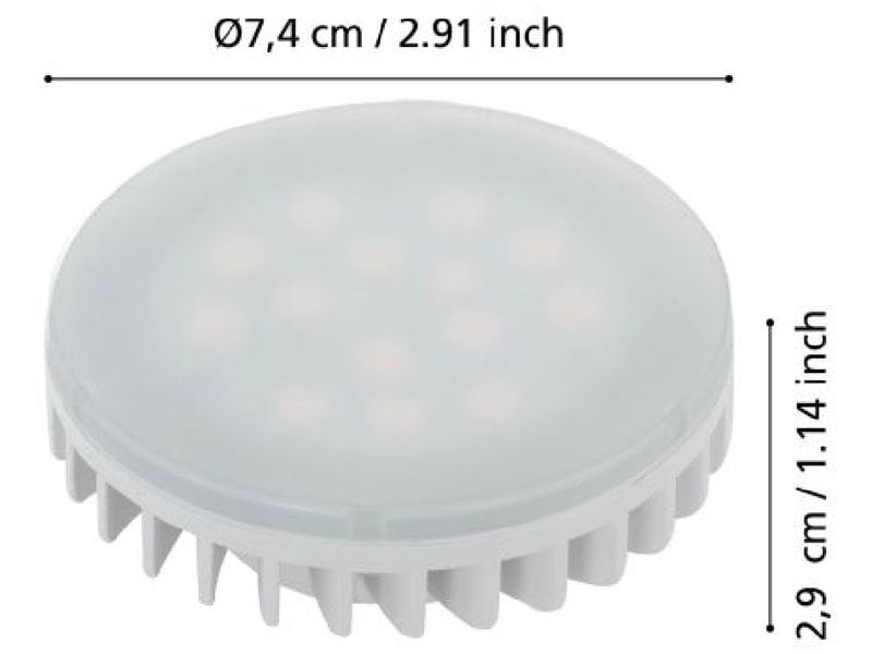 EGLO Leuchten Lampe 4.9 W GX53 Warmweiss LED-Leuchtmittel aus weiss satiniertem Kunststoff