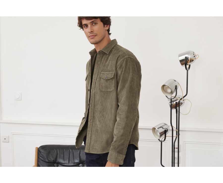 Surchemise en velours Vert Army - VICTORIN