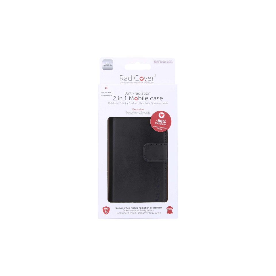 Radicover - Radiation protection wallet Leather iPhone X/Xs Exclusive 2in1
