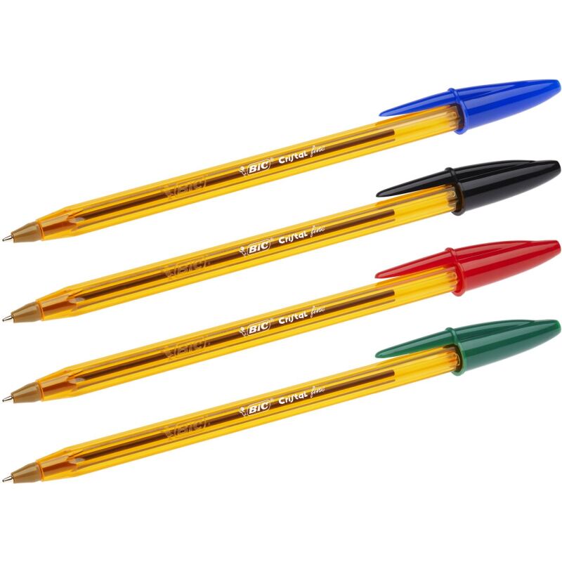 Stylo bille Bic Cristal Original Fine écriture extra-fine - Pochette de 10 couleurs classiques