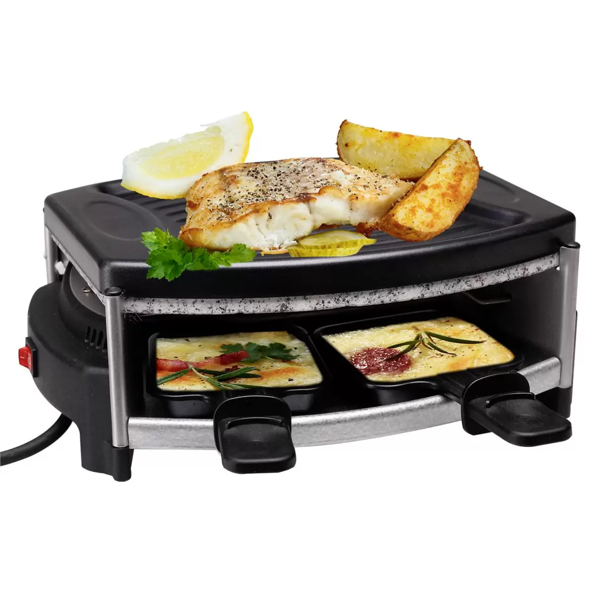 Raclettegerät 4 Grill Schwarz