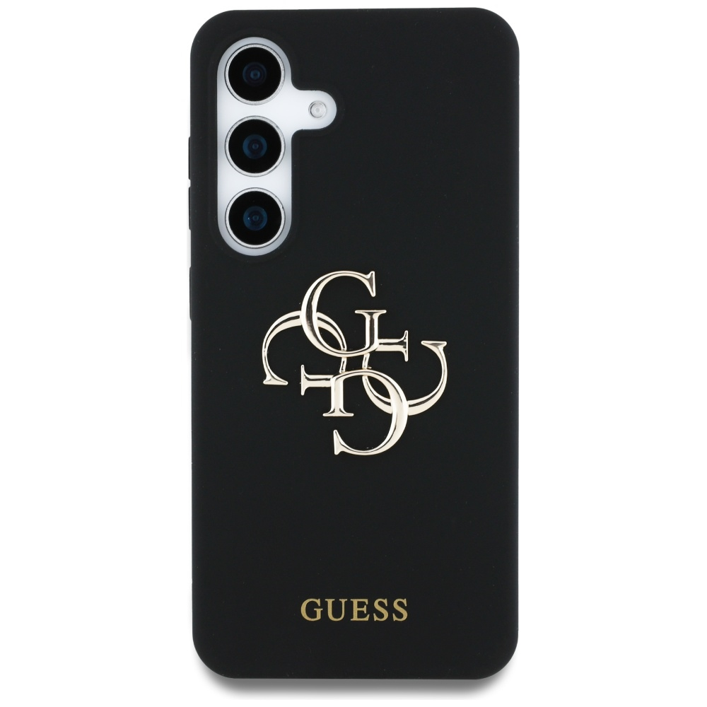 Samsung Galaxy S25 Silikon Hardcase Hülle Big 4G Logo Bottom Script (GUHCS25SS4SMDK) - Schwarz / Gold